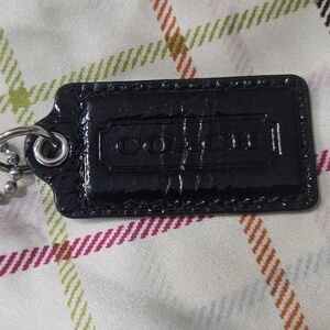 Coach 2.5" Black Crinkle Patent Hangtag
